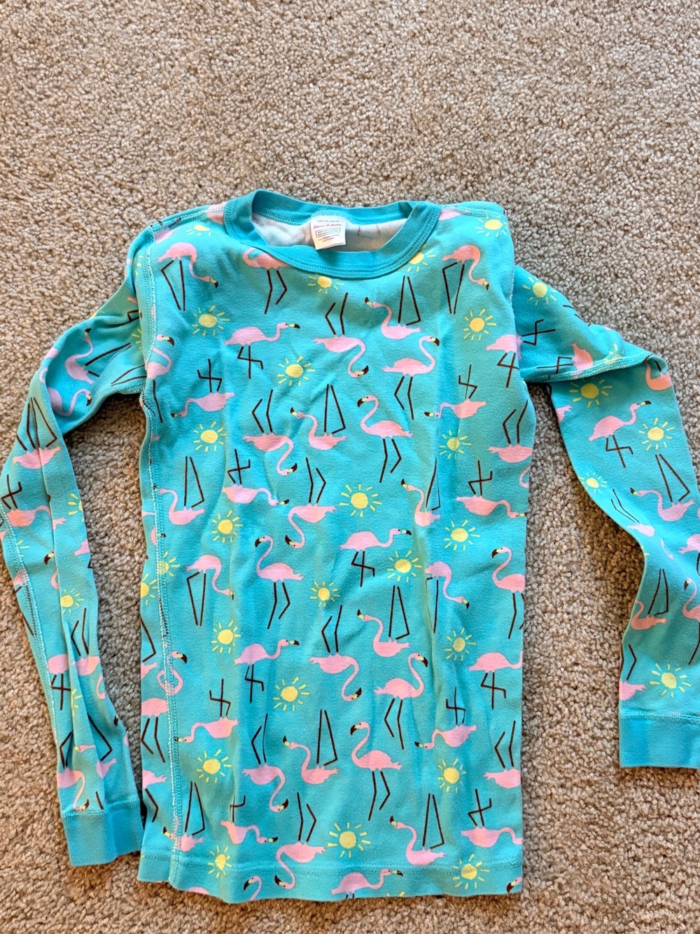 Hanna Andersson Turquoise Pink Flamingo Pajama Set